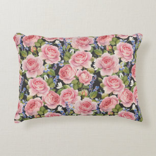 Cojín Decorativo Rosa rosado inglés: color de agua oscuro