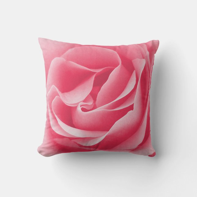 Cojín Decorativo Rosa rosado magnificado (Anverso)
