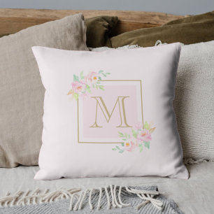 Cojín Decorativo Rosa Rubor Clavel Personalizado Inicial