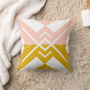 Cojín Decorativo Rosa rubor color bloque mostaza geométrico moderno