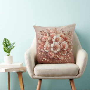 Cojín decorativo rosa Rubor floral 3D