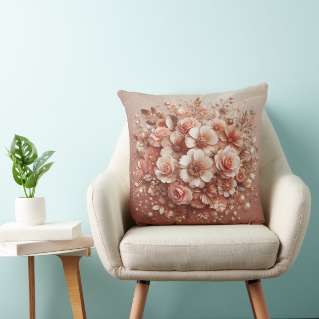 Cojín decorativo rosa Rubor floral 3D (Silla)