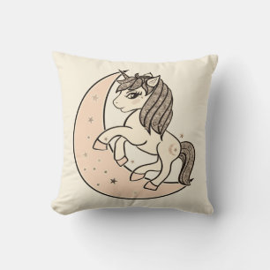 Cojín Decorativo Rosa Rubor Melocotón Luna Celestial y Estrellas Un