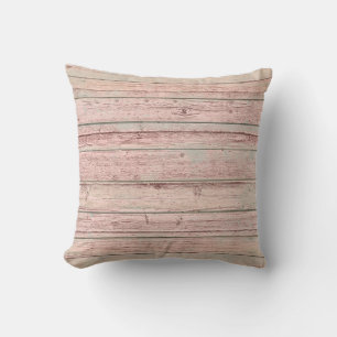 Cojín Decorativo Rosa rústico de cabaña Plata gris de madera