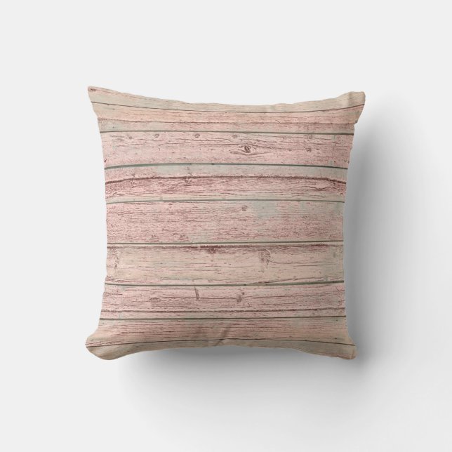 Cojín Decorativo Rosa rústico de cabaña Plata gris de madera (Anverso)