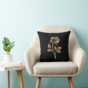 Cojín Decorativo Rosa simple de oro