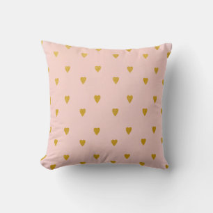 Cojín Decorativo Rosa Sonrojado y Corazones de Oro Dulces