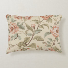 Cojín Decorativo Rosa Sonrosado Verde Salvia Beige Floral Chic Desg