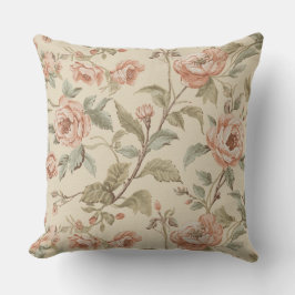Cojín Decorativo Rosa Sonrosado Verde Salvia Beige Floral Chic Desg
