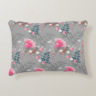 Cojín Decorativo Rosa suave con fondo gris