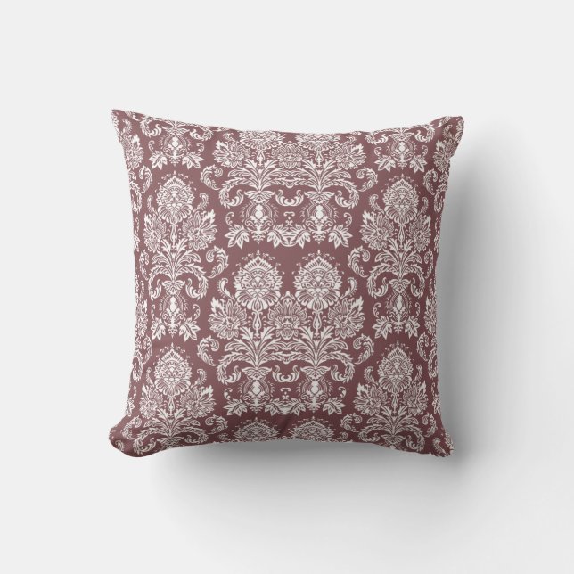 Cojín Decorativo Rosa Taupe Victorian Damask (Anverso)