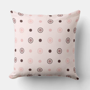 Cojín Decorativo rosa té (rojo), lunares malvas y blancos