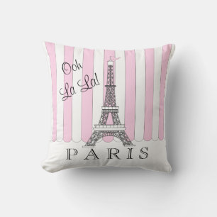 Cojín Decorativo Rosa   Torre Eiffel de París Blanca Ooh La La