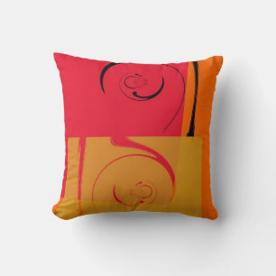 Cojín Decorativo Rosa vintage, naranja, amarillo, negro retro art d
