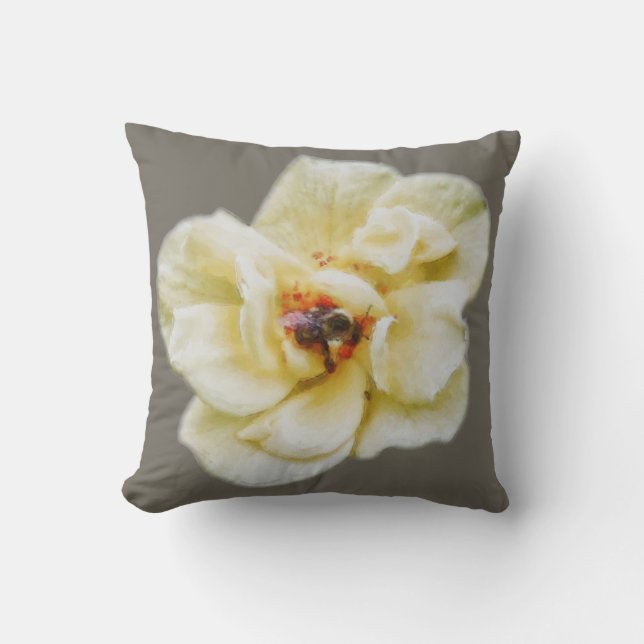 Cojín Decorativo Rosa y abeja (Anverso)