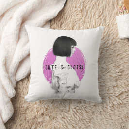 Cojín Decorativo Rosa y negro Chica de clase y clase