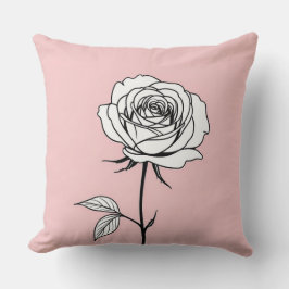 Cojín Decorativo Rosa y negro con rosa estilizado