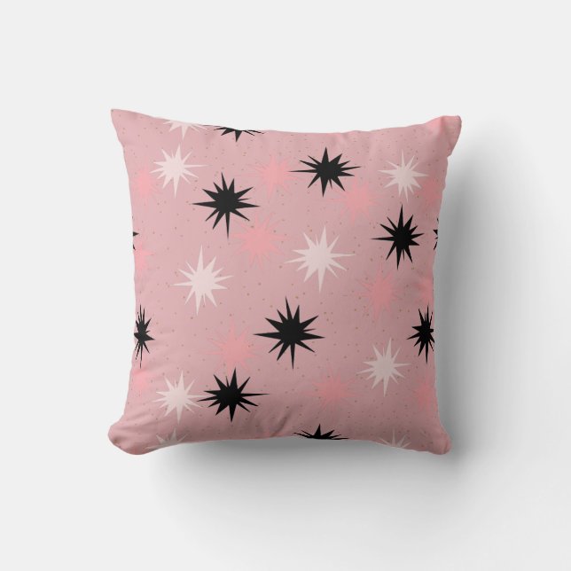 Cojín decorativo rosado atómico de Starbursts (Anverso)