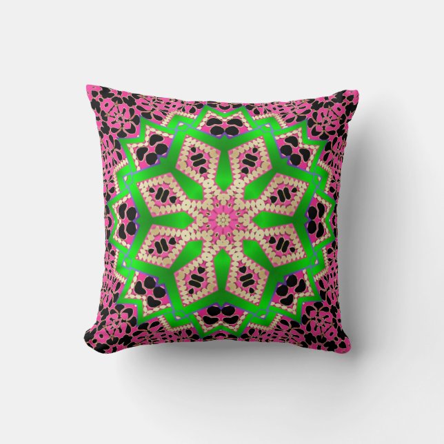 Cojín Decorativo Rosado caliente + Cushiro de Groovy Geométrico Ver (Anverso)