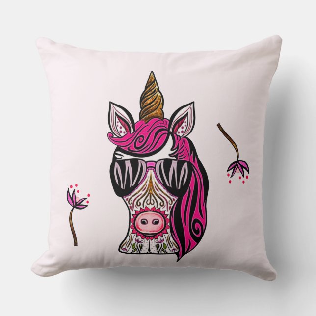 Cojín Decorativo Rosado como cocodrilo (Anverso)