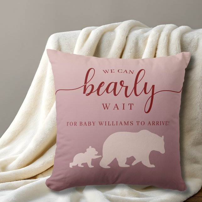Cojín decorativo rosado de Baby Shower para oso rú (Subido por el creador)