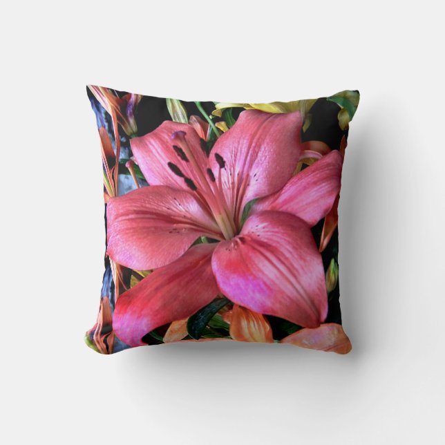 Cojín Decorativo Rosado de Flor Completo (Anverso)