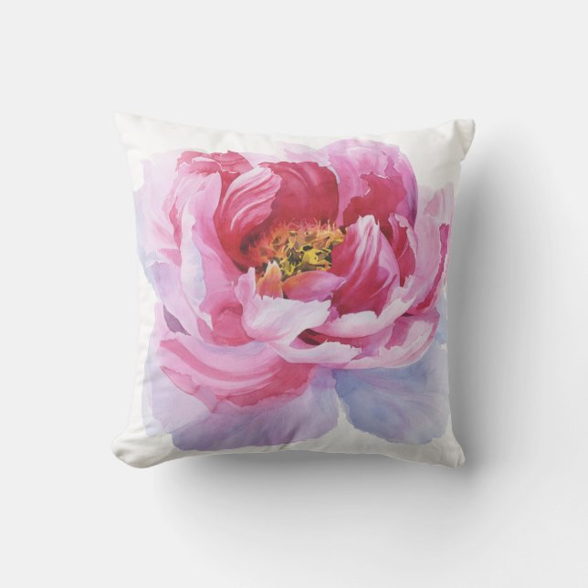 Cojín decorativo rosado del Peony (Anverso)
