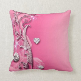 Cojín decorativo rosado elegante de los diamantes