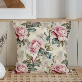 Cojín Decorativo Rosas Acuarela Vintage