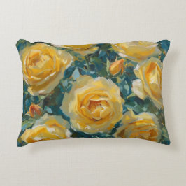 Cojín Decorativo Rosas Amarillas Pintura De Flores De Verano