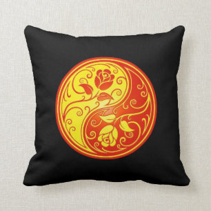 Cojín Decorativo Rosas, amarillo y rojo de Yin Yang