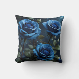 Cojín Decorativo Rosas azul oscuro