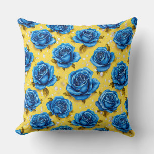 Cojín Decorativo Rosas azules 3d