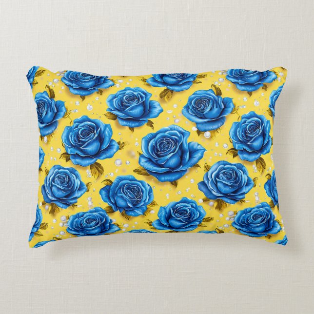 Cojín Decorativo Rosas azules 3d (Anverso)