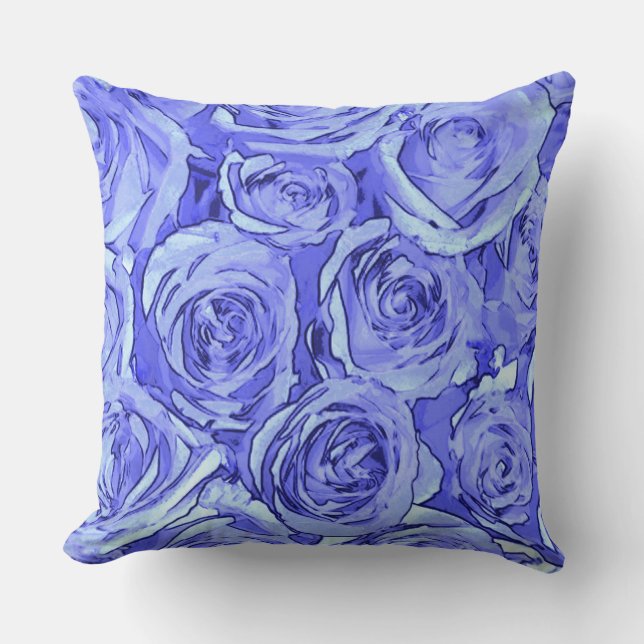 Cojín Decorativo Rosas azules claros (Anverso)
