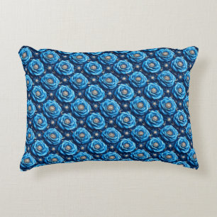 Cojín Decorativo Rosas azules Diseño nocturno de flores de lujo