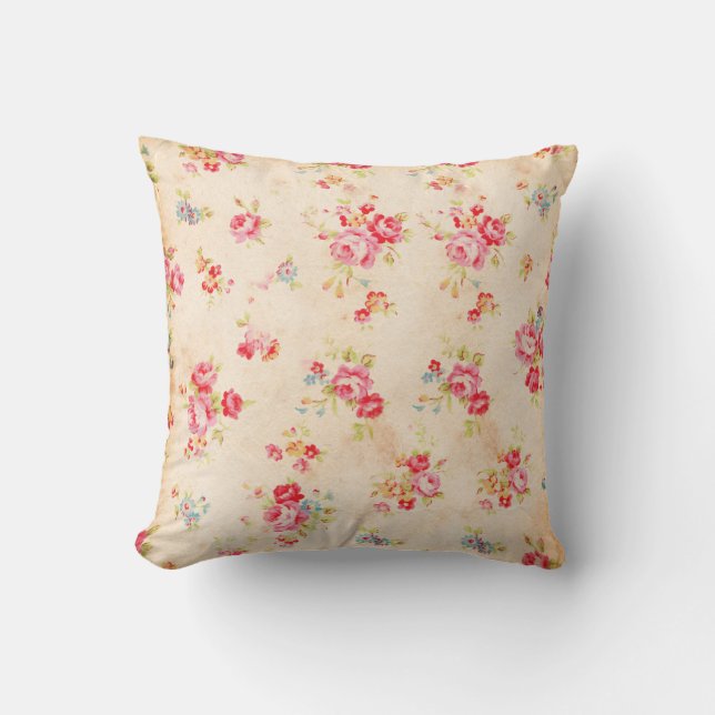 Cojín Decorativo Rosas azules rosados femeninos elegantes (Anverso)