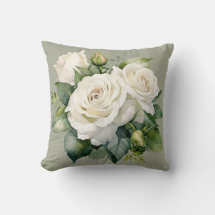 Cojín Decorativo Rosas Blancas Clásicas Florales