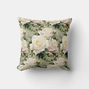 Cojín Decorativo Rosas Blancas Clásico Floral