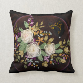 Cojín Decorativo Rosas blancas de bordado de cinta
