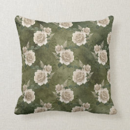 Cojín Decorativo Rosas blancas en verde