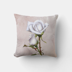 Cojín Decorativo Rosas blancas suaves románticas elegancia floral g