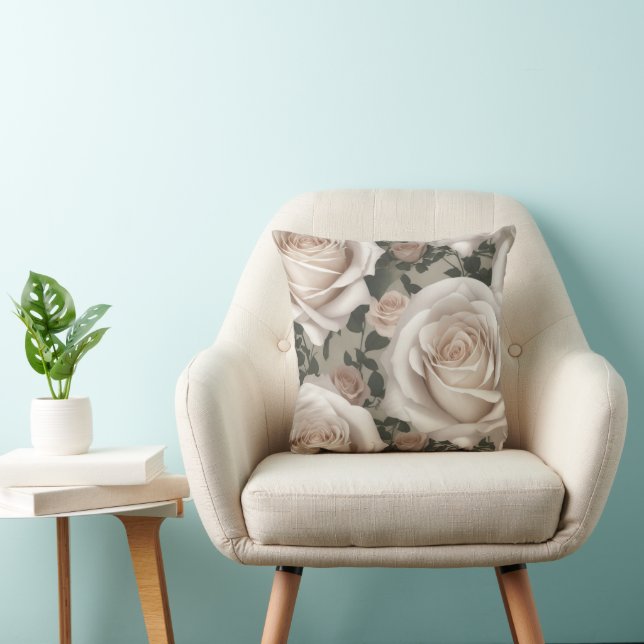 Cojín Decorativo Rosas blancas vintage (Silla)