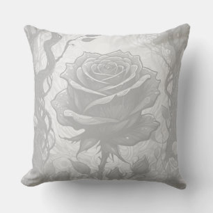 Cojín Decorativo Rosas Blancos Y Gris