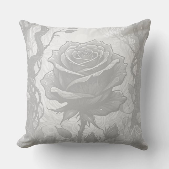 Cojín Decorativo Rosas Blancos Y Gris (Anverso)