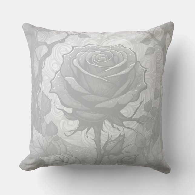 Cojín Decorativo Rosas Blancos Y Gris 3 (Anverso)