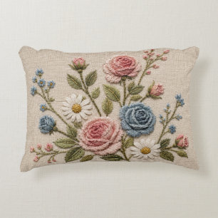Cojín Decorativo Rosas bordadas Blush & Blue