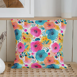 Cojín Decorativo Rosas Caprichosas al Acuarela