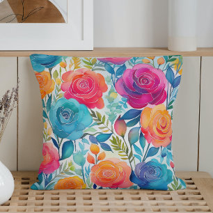 Cojín Decorativo Rosas Caprichosas al Acuarela
