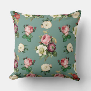 Cojín Decorativo Rosas clásicos y jade
